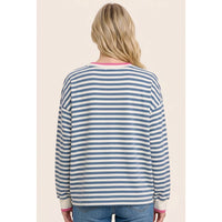 RELAXTED FIT STRIPED SWEATSHIRT: CAMEL / S-M-L-XL(2-2-2-1)