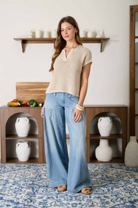 The Rowan Split Neck Knit Top