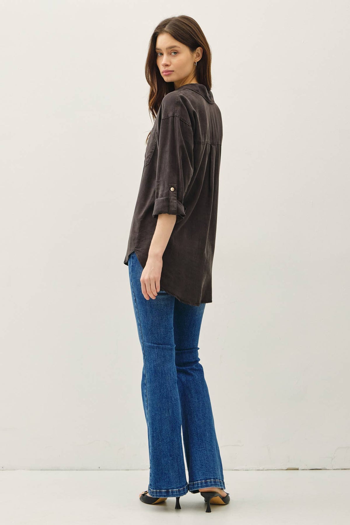The Sadie Soft-Washed Oversized Button Down – Available in Sage and Charcoal