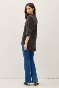 The Sadie Soft-Washed Oversized Button Down – Available in Sage and Charcoal