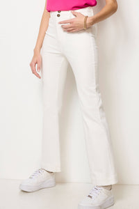 Olive High Rise Wide Leg Flare Pants – Soft Washed Stretch Denim