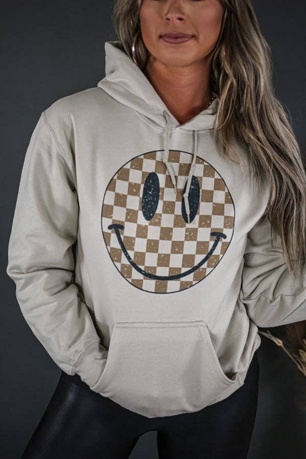 Checkered Smiley Graphic Hoodie