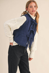 Tie It Together Quilted Vest: Navy