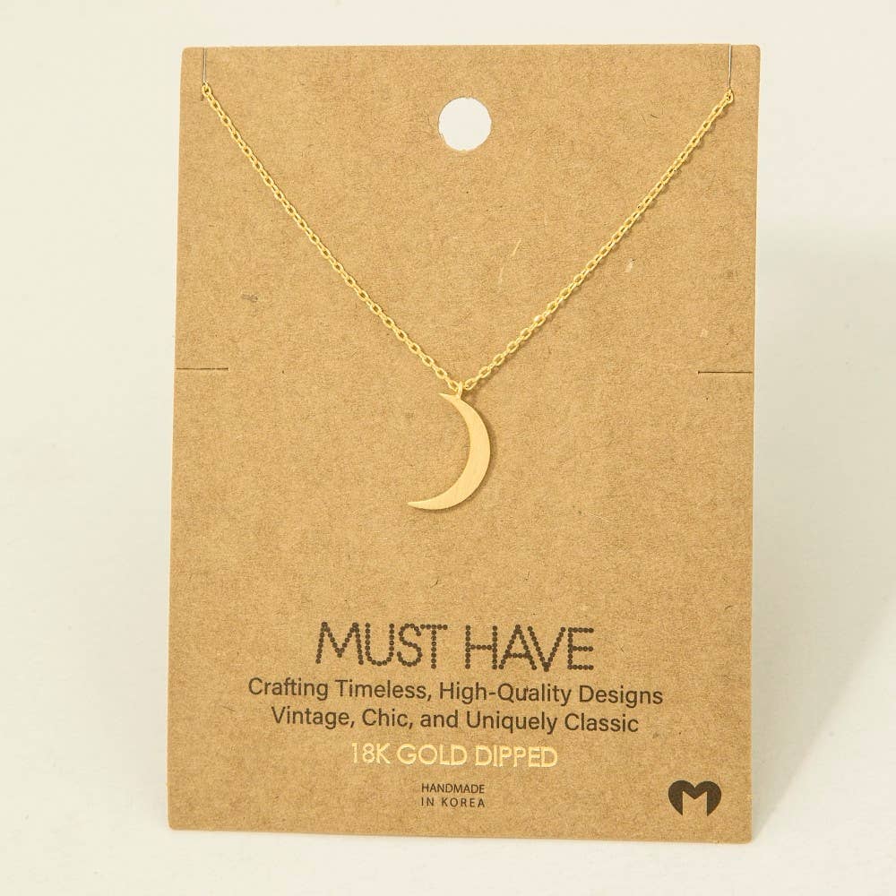Moon Crescent Pendant Necklace – Gold or Silver