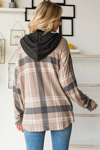 Sutton Plaid Hoodie Shacket – Soft Flannel Button Down with Hood