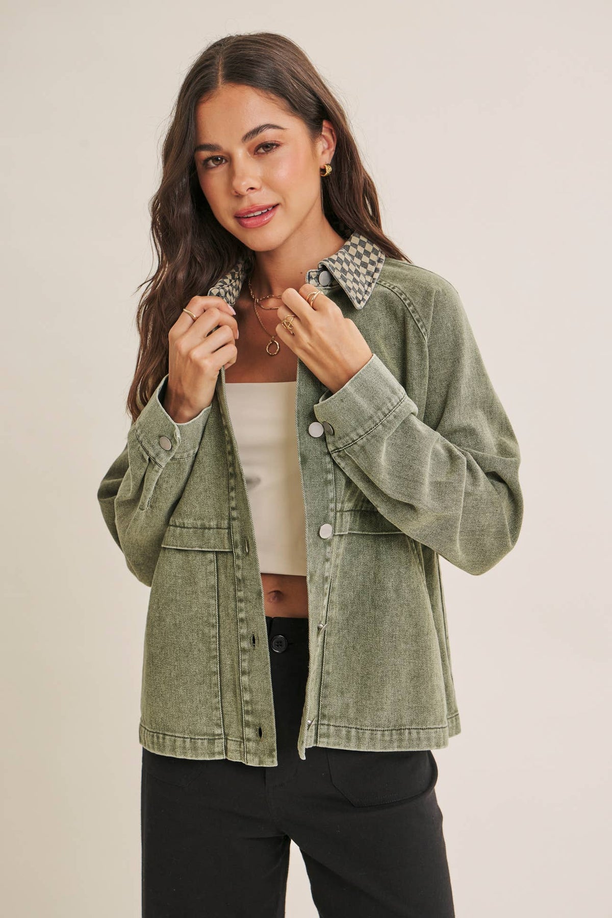 HERITAGE FIELD MINERAL-WASHED COTTON TWILL JACKET: WASHED OLIVE