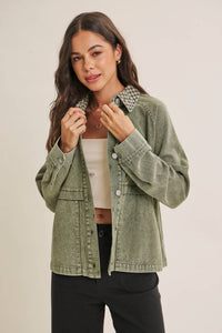 HERITAGE FIELD MINERAL-WASHED COTTON TWILL JACKET: WASHED OLIVE