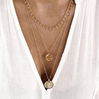 Dainty 18K Gold Stainless Steel Layered Coin Necklace