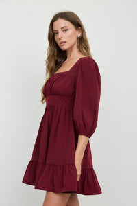 After Five Mini Dress: Burgundy
