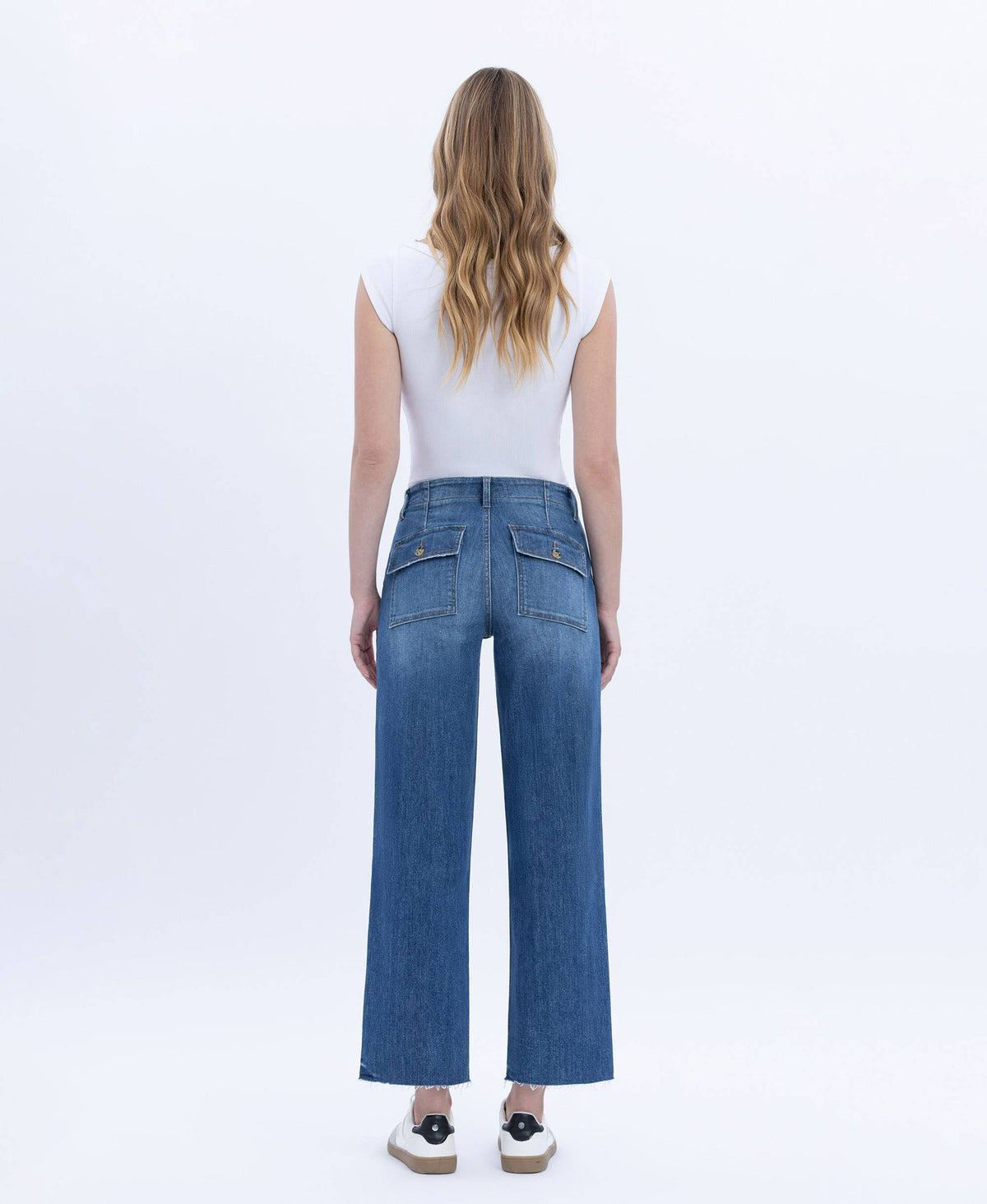 Vervet "Lainey" Utility Pocket Straight Jeans: Dark Wash