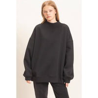 Enzyme Washed Mock Neck Sweatshirt: H.GRAY / S-M-L(2-2-2)