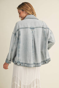 The Everyday Pleated Denim Jacket: Light Wash