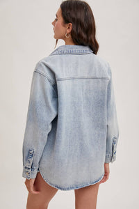 Hadley Washed Denim Shirt Jacket: Light Wash