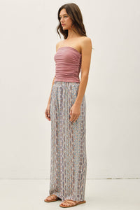 The Liora Boho Print Wide Leg Pants – Smocked Waist Breezy Relaxed Fit Pants