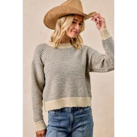 Just Enough Stripe Sweater: Charcoal/ Cream