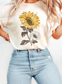 SUNFLOWER GRAPHIC TSHIRTS: NATURAL