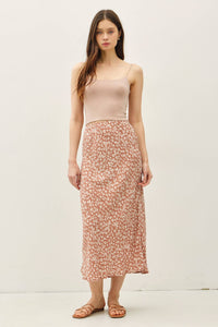 The Eliza Floral Midi Skirt: Mocha