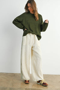 Everyday Essential Waffle Knit Sweater: Olive