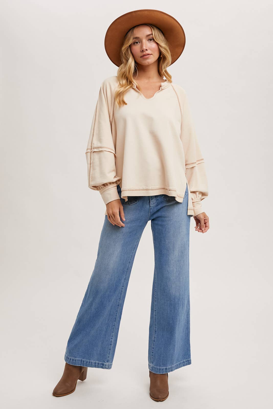 Terri Oversized Long Sleeve Stop: Oatmeal