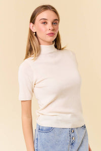 The Hadley Mock Neck Sweater Top – Cream & Oatmeal