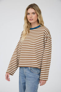 On Repeat Stripe Knit Top: Tan