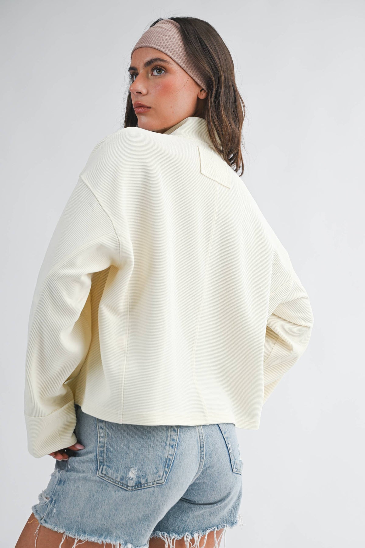 Halfway There Ribbed Pullover: Bone