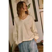 The Willow Lace Mix Top: Natural