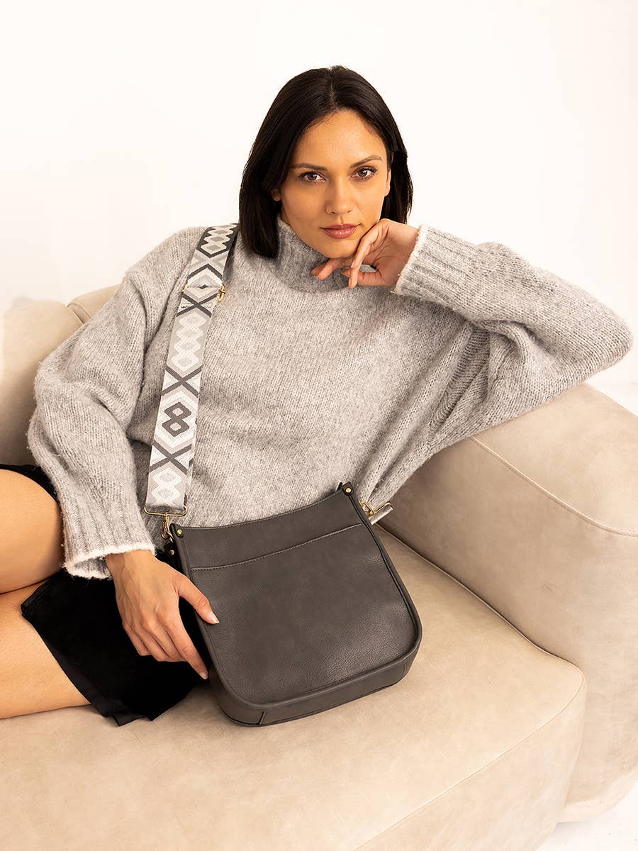 Jen & Co. Posie Crossbody with Guitar Strap: Olive – Vegan Leather Everyday Bag