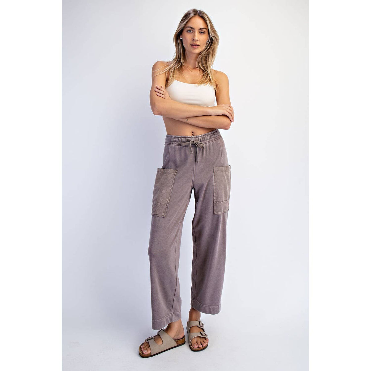 Weekend Wander French Terry Cargo Pants: Mocha