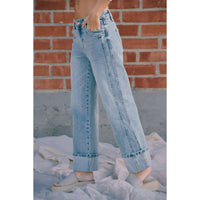 The Sutton Vintage Wash Side Seam Cuffed Straight Jeans