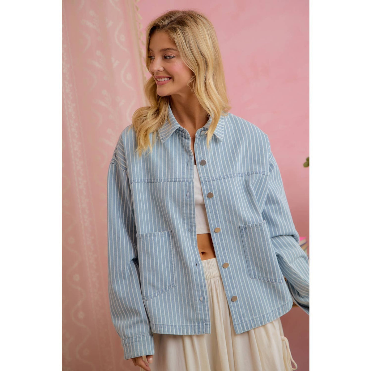 Blue Skies Ahead Striped Shacket