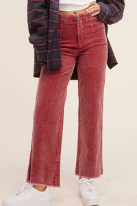 Everly Mineral Wash Corduroy Wide Leg Pants – Cinnamon & Clove