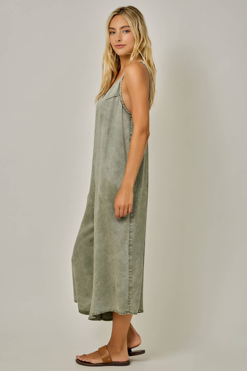 The Olive Grove Tencel Jumpsuit: Washed Olive