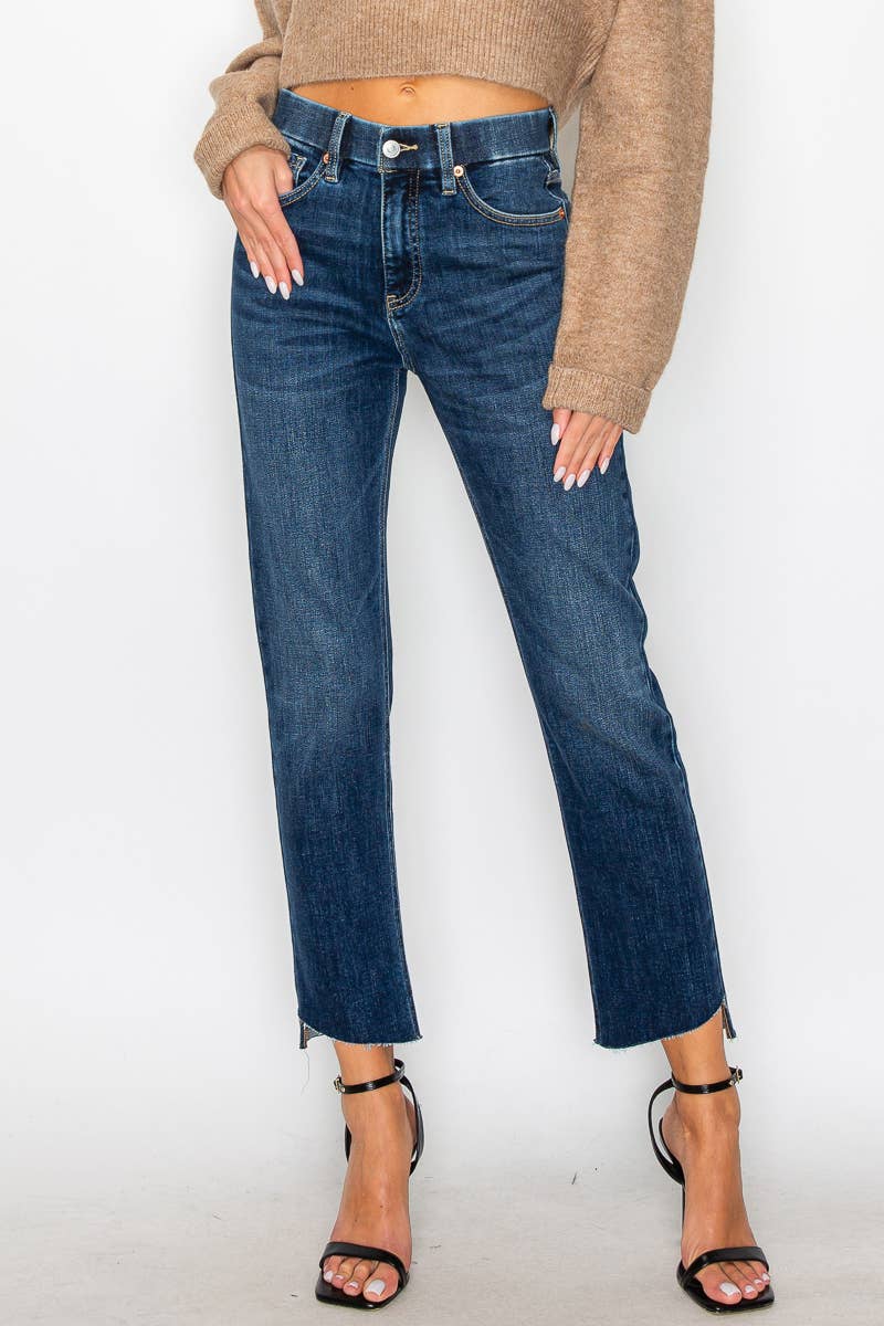 Sydney Tummy Control High Rise Straight Jean: Dark Wash