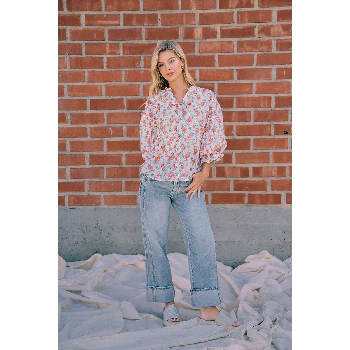 The Sutton Vintage Wash Side Seam Cuffed Straight Jeans