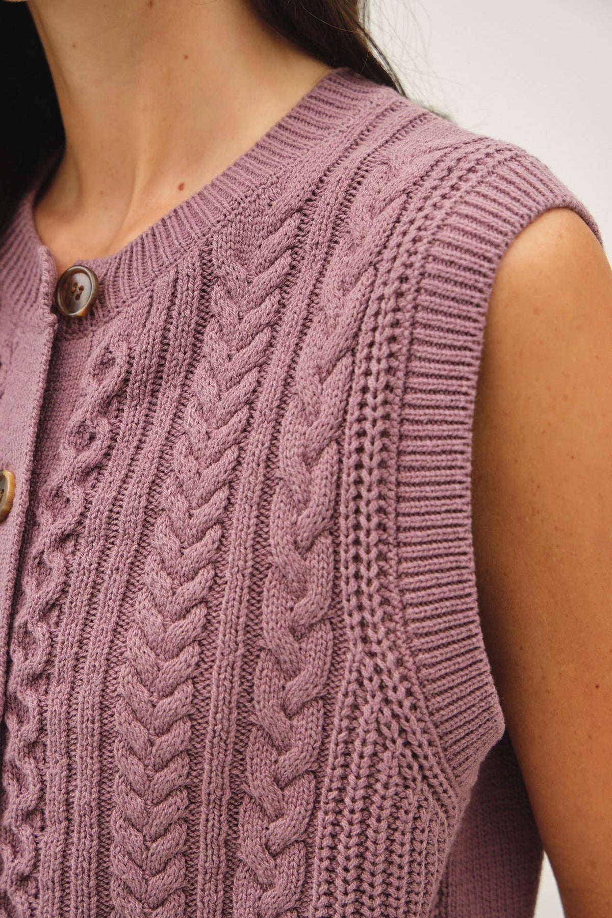 The Right Move Cable Knit Vest: Iris