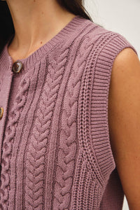The Right Move Cable Knit Vest: Iris