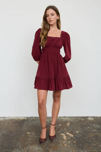 After Five Mini Dress: Burgundy