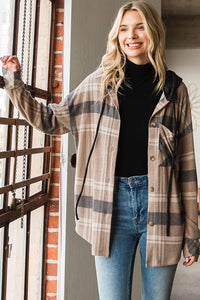 Sutton Plaid Hoodie Shacket – Soft Flannel Button Down with Hood