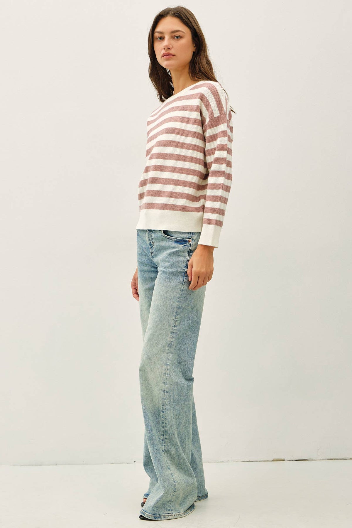 The Collins Waffle Knit Sweater: Mauve