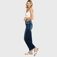 The Elsie Super High Rise Stretch Wide Leg Jeans – Dark Wash Classic Denim