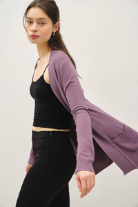 The Tessa Lightweight Open Front Cardigan – Violet, Mocha & Cream