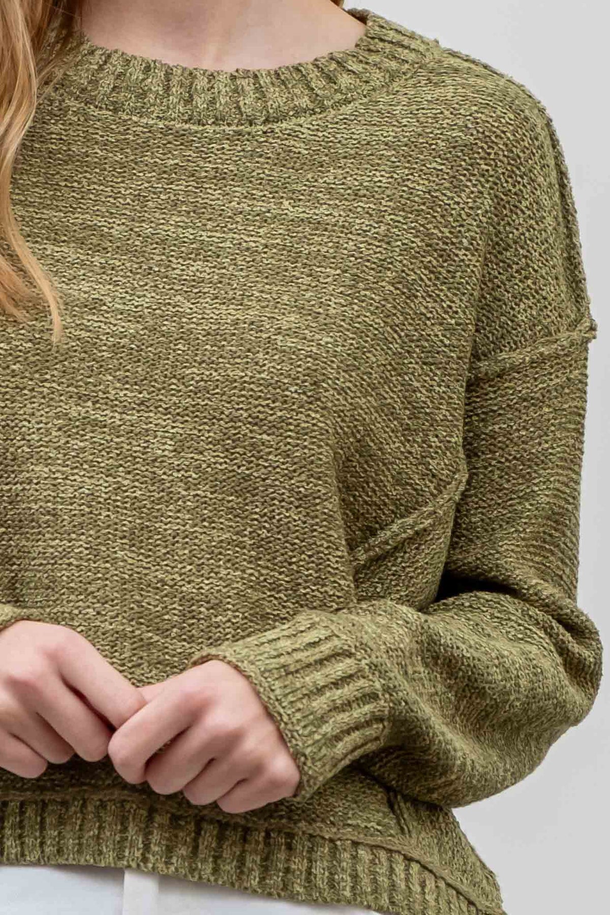 The Brinley Heathered Batwing Sweater: Olive  – Cozy, Textured & Effortlessly Chic