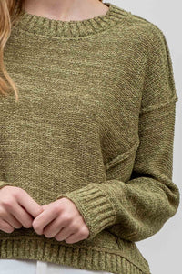 The Brinley Heathered Batwing Sweater: Olive  – Cozy, Textured & Effortlessly Chic