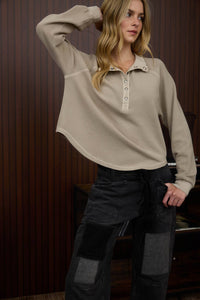 Zara Cozy Ribbed Henley Pullover Sweater – Women’s Long Sleeve Mock Neck Knit Top