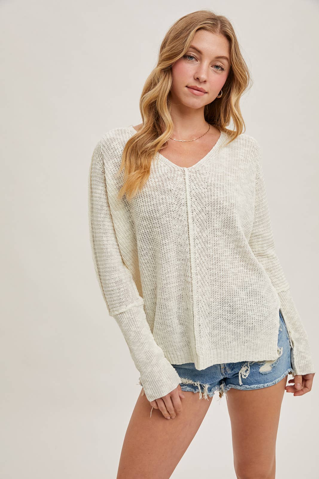 The Laramie Sheer V-Neck Knit Sweater – Lightweight Layering Pullover, Loose Fit Women’s Knitwear