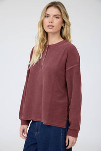 Take It Easy Henley Knit Top