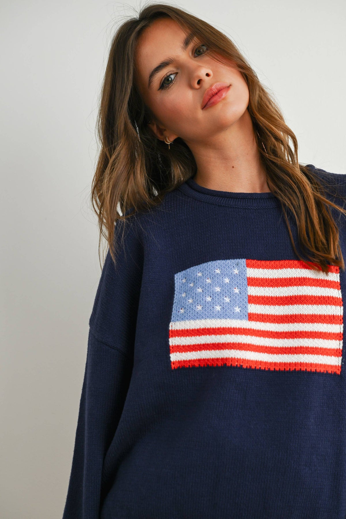 The Liberty Graphic Knit Pullover – Cozy Long Sleeve Sweater Top