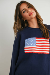 The Liberty Graphic Knit Pullover – Cozy Long Sleeve Sweater Top