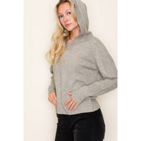 Glacier Ridge Ribbed Hoodie Sweater – V-Neck Knit Pullover | Northern Belle Boutique